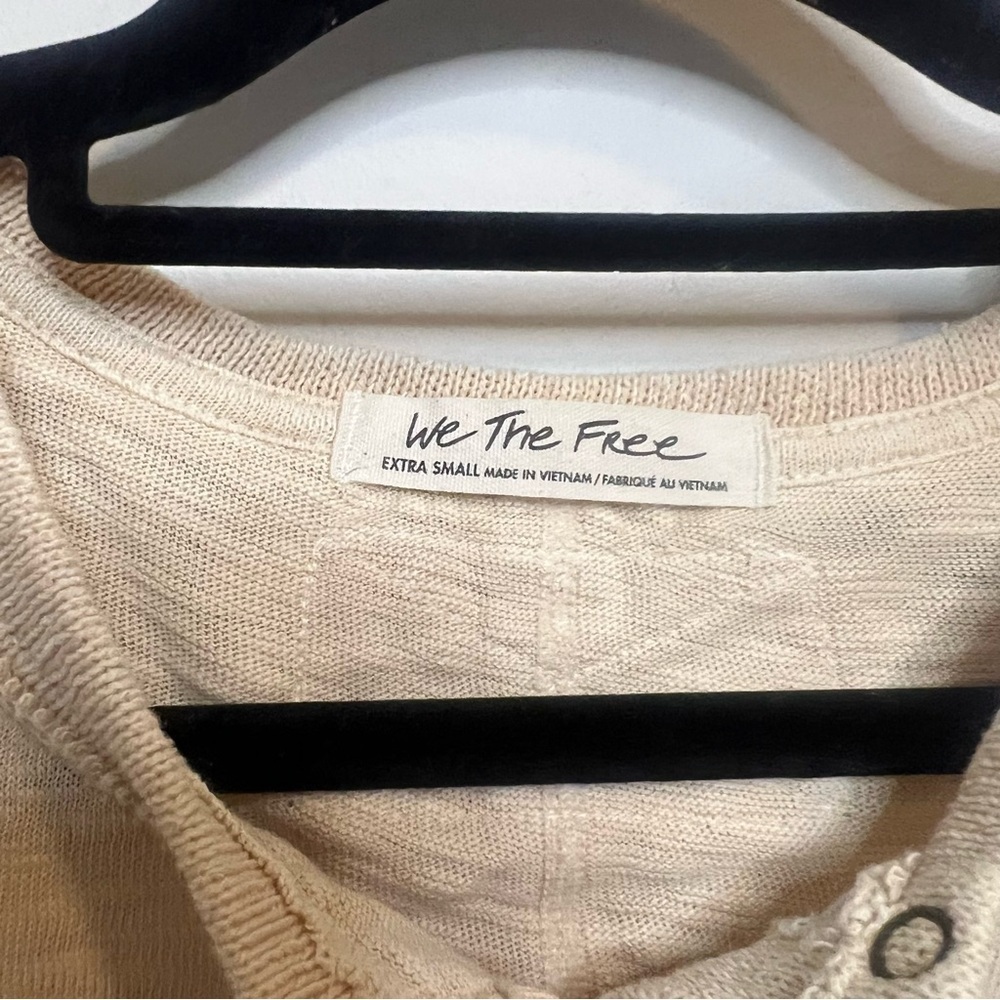 We the Free Phoebe Henley Long Sleeve Top with Exposed Seams Boho Spring - Picture 4 of 9